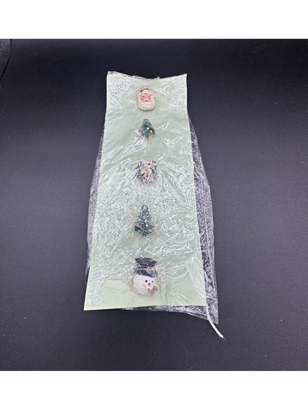 Vintage Christmas Button Covers Santa Snowman Tree Candy Cane Set of 5